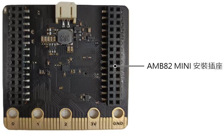 AMB82 Breakout 有一面有AMB82 MINI 的安裝位置,這兩排母座可讓AMB82 MINI 安裝後,每個…