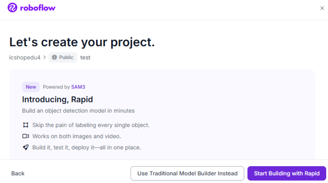 最後按下「 Use Traditional Model Builder Instead」 按鈕，即可開始您的專案。